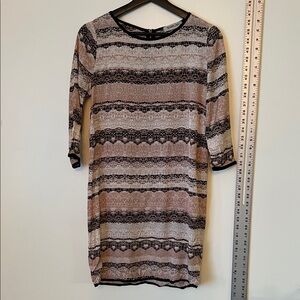 Sam & Lavi 3/4 Sleeve Striped Dress in Black and Cream